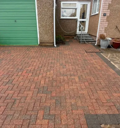 Block paving driveway after cleaning
