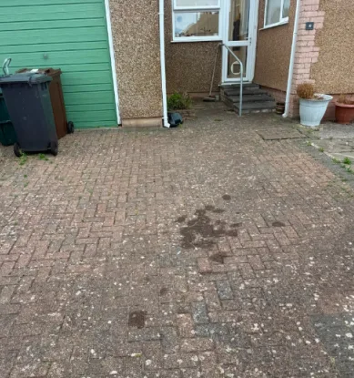 Block paving driveway before cleaning