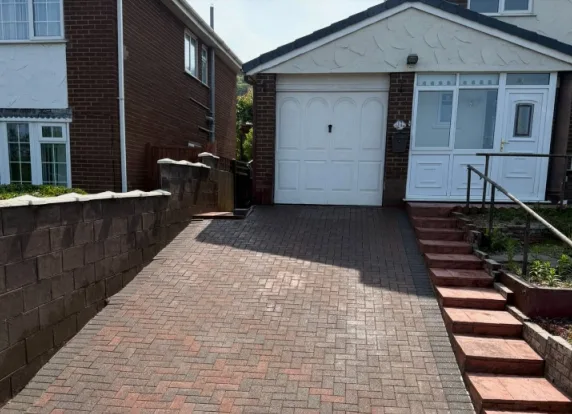 Block paving driveway after jet washing